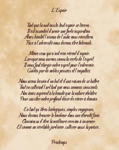 Le poème en image: L’espoir