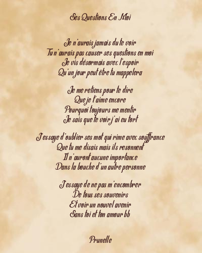 Le poème en image: Ses Questions En Moi