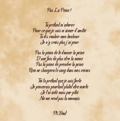 Le poème en image: Pas La Peine !