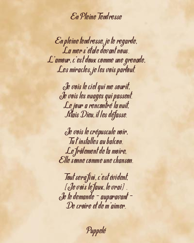 Le poème en image: En Pleine Tendresse