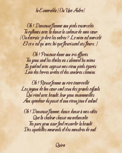 Le poème en image: La Esmeralda (Ou Une Autre)