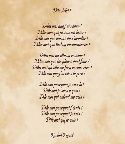 Le poème en image: Dite Moi !