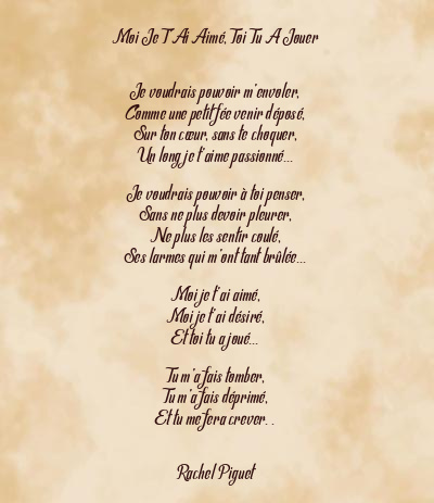 Le poème en image: Moi Je T’ai Aimé, Toi Tu A Jouer
