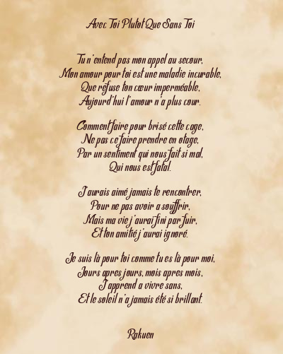 Le poème en image: Avec Toi Plutot Que Sans Toi