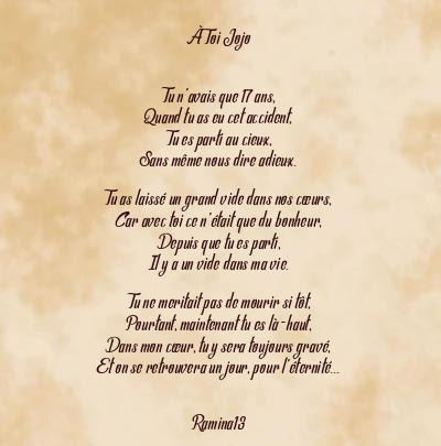 Le poème en image: À Toi Jojo