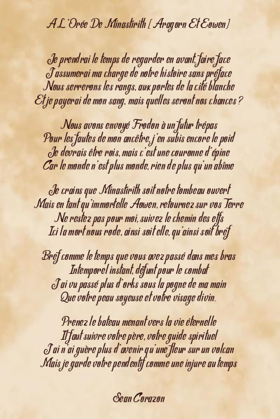 Le poème en image: A L’orée De Minastirith (Aragorn Et Eowen)