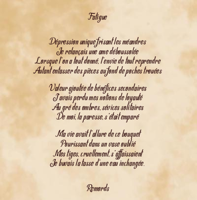 Le poème en image: Fatigue