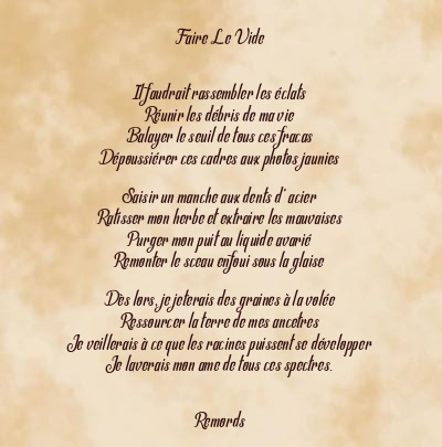 Le poème en image: Faire Le Vide
