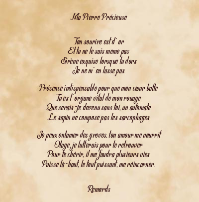 Le poème en image: Ma Pierre Précieuse