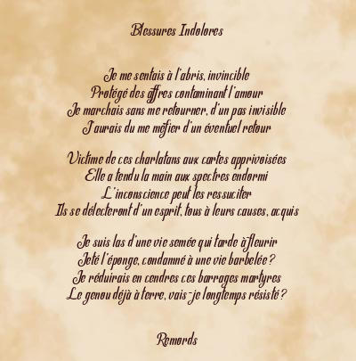 Le poème en image: Blessures Indolores