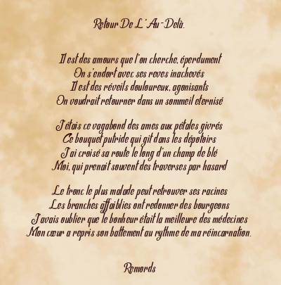 Le poème en image: Retour De L’au-Delà.