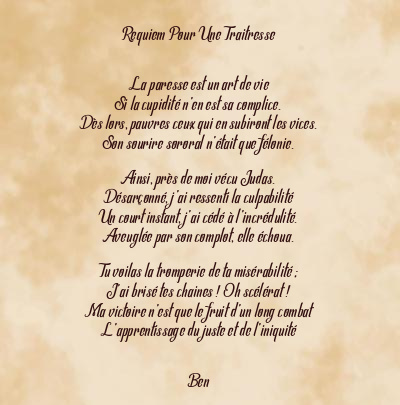Le poème en image: Requiem Pour Une Traitresse