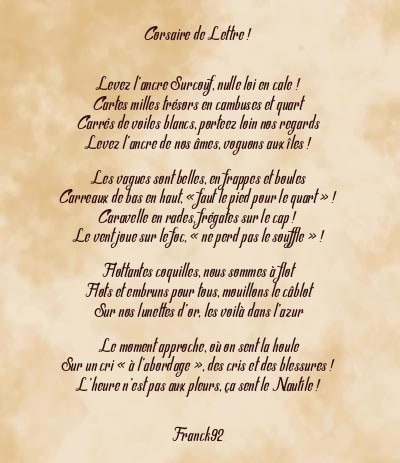 Le poème en image: Corsaire De Lettre !