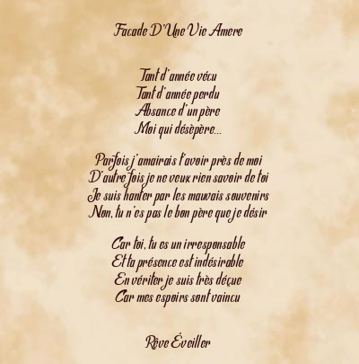 Le poème en image: Facade D’une Vie Amere
