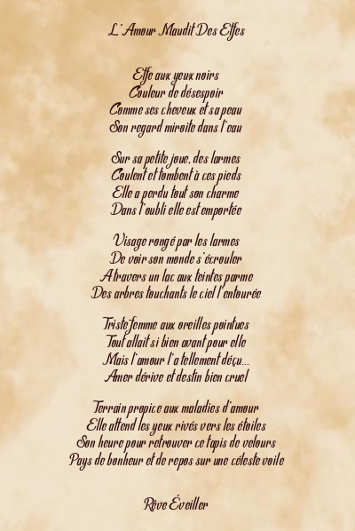 Le poème en image: L’amour Maudit Des Elfes