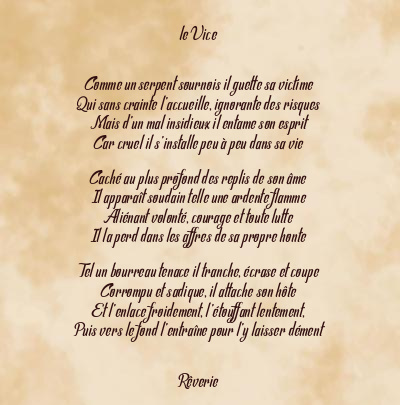 Le poème en image: Le Vice
