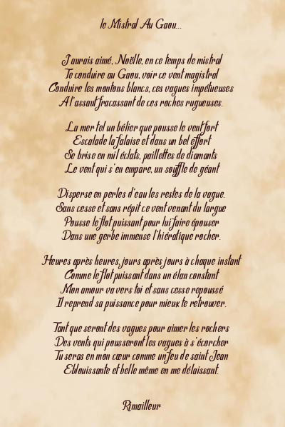 Le poème en image: Le Mistral Au Gaou…