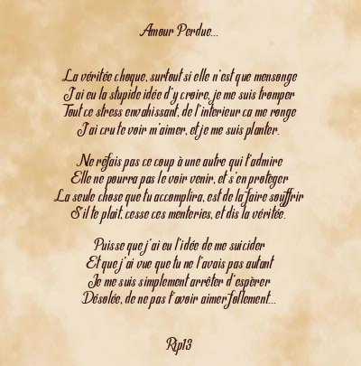 Le poème en image: Amour Perdue…