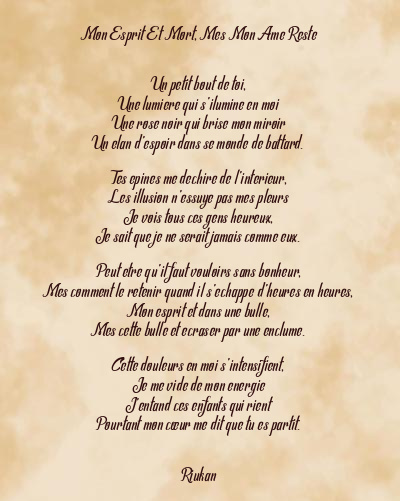 Le poème en image: Mon Esprit Et Mort, Mes Mon Ame Reste