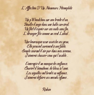 Le poème en image: L’affection D’un Nounours Hémophile