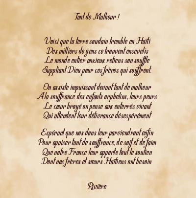 Le poème en image: Tant De Malheur !