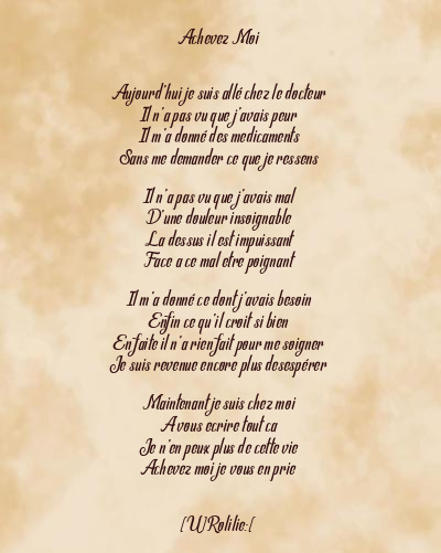 Le poème en image: Achevez Moi