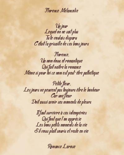 Le poème en image: Florence Mélancolie