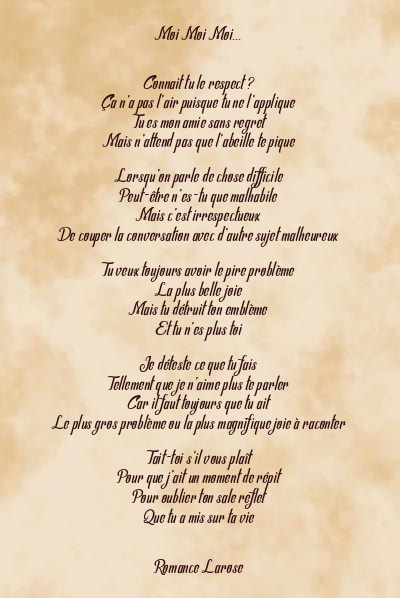 Le poème en image: Moi Moi Moi…