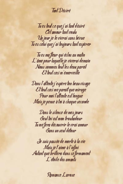 Le poème en image: Tant Désiré