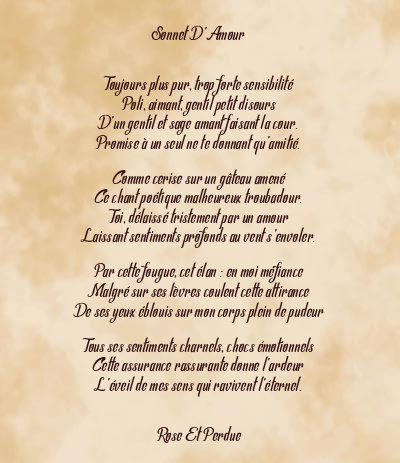 Le poème en image: Sonnet D’amour