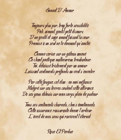 Le poème en image: Sonnet D’amour