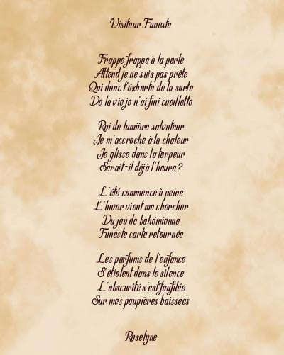 Le poème en image: Visiteur Funeste