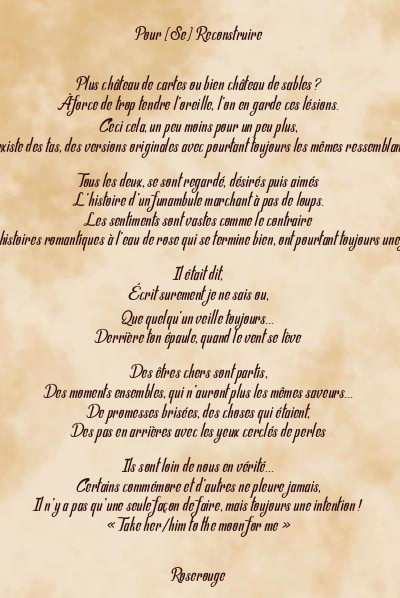 Le poème en image: Pour (Se) Reconstruire