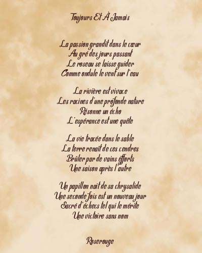 Le poème en image: Toujours Et À Jamais