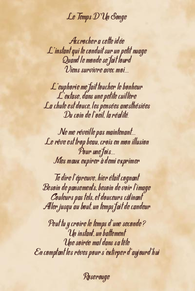 Le poème en image: Le Temps D’un Songe