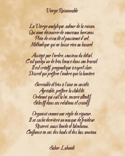 Le poème en image: Vierge Raisonnable