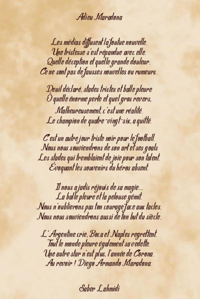 Le poème en image: Adieu Diego