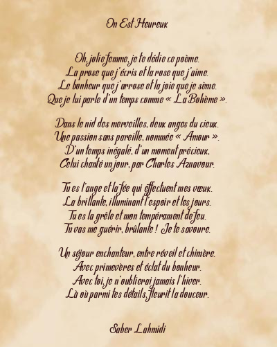 Le poème en image: On Est Heureux
