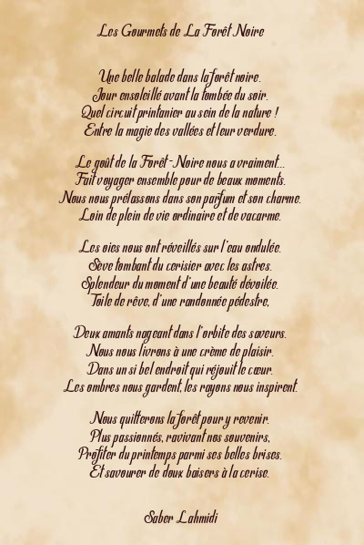 Le poème en image: Les Gourmets De La Forêt Noire
