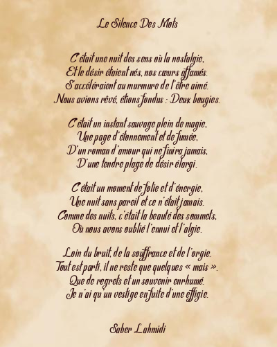 Le poème en image: Le Silence Des Mots