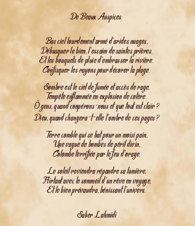 Le poème en image: De Beaux Auspices.