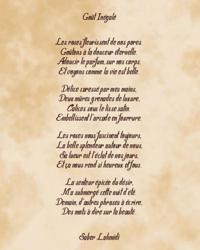 Le poème en image: Goût Inégalé