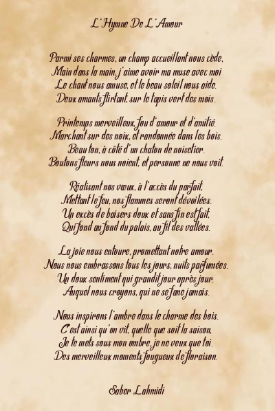 Le poème en image: L’hymne De L’amour