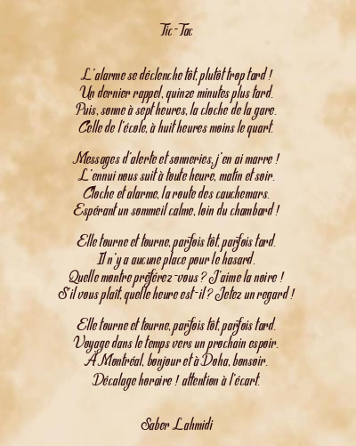 Le poème en image: Le Tic-Tac