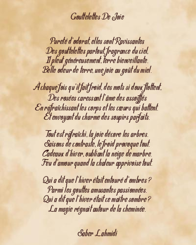 Le poème en image: Gouttelettes De Joie