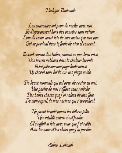 Le poème en image: Vestiges Itinérants