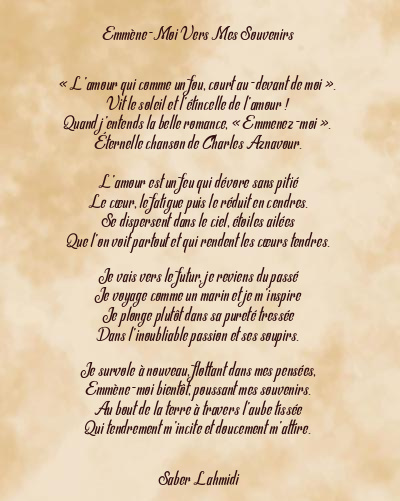 Le poème en image: Emmène-Moi Vers Mes Souvenirs