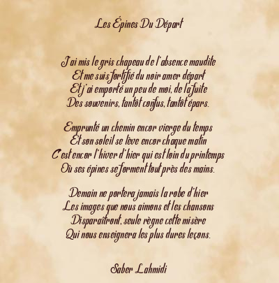 Le poème en image: Les Épines Du Départ
