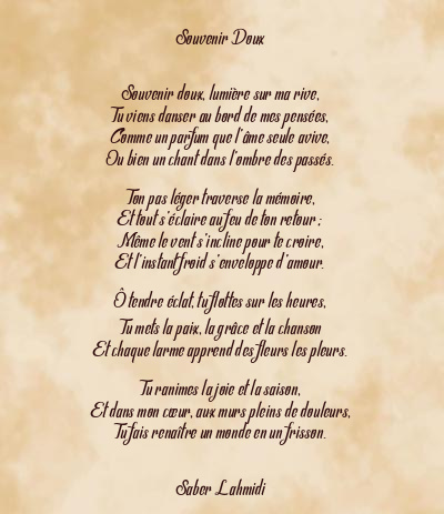 Le poème en image: Souvenir Doux
