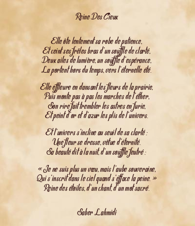 Le poème en image: Reine Des Cieux